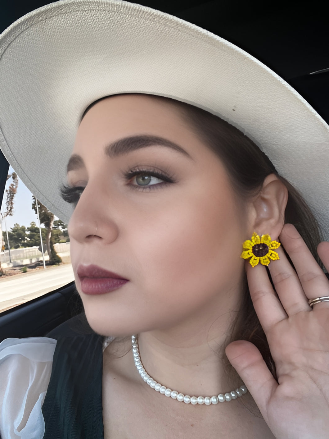 Handcrafted Sunflower Beaded Earrings by Indigenous Artisans in Mexico