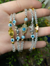 Load image into Gallery viewer, Mexican Heritage: Handcrafted Plastic Crystal Beaded Evil Eye Bracelets for Protection and Luck