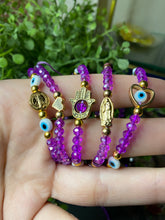 Load image into Gallery viewer, Mexican Heritage: Handcrafted Plastic Crystal Beaded Evil Eye Bracelets for Protection and Luck