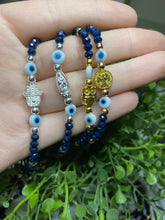 Load image into Gallery viewer, Mexican Heritage: Handcrafted Plastic Crystal Beaded Evil Eye Bracelets for Protection and Luck